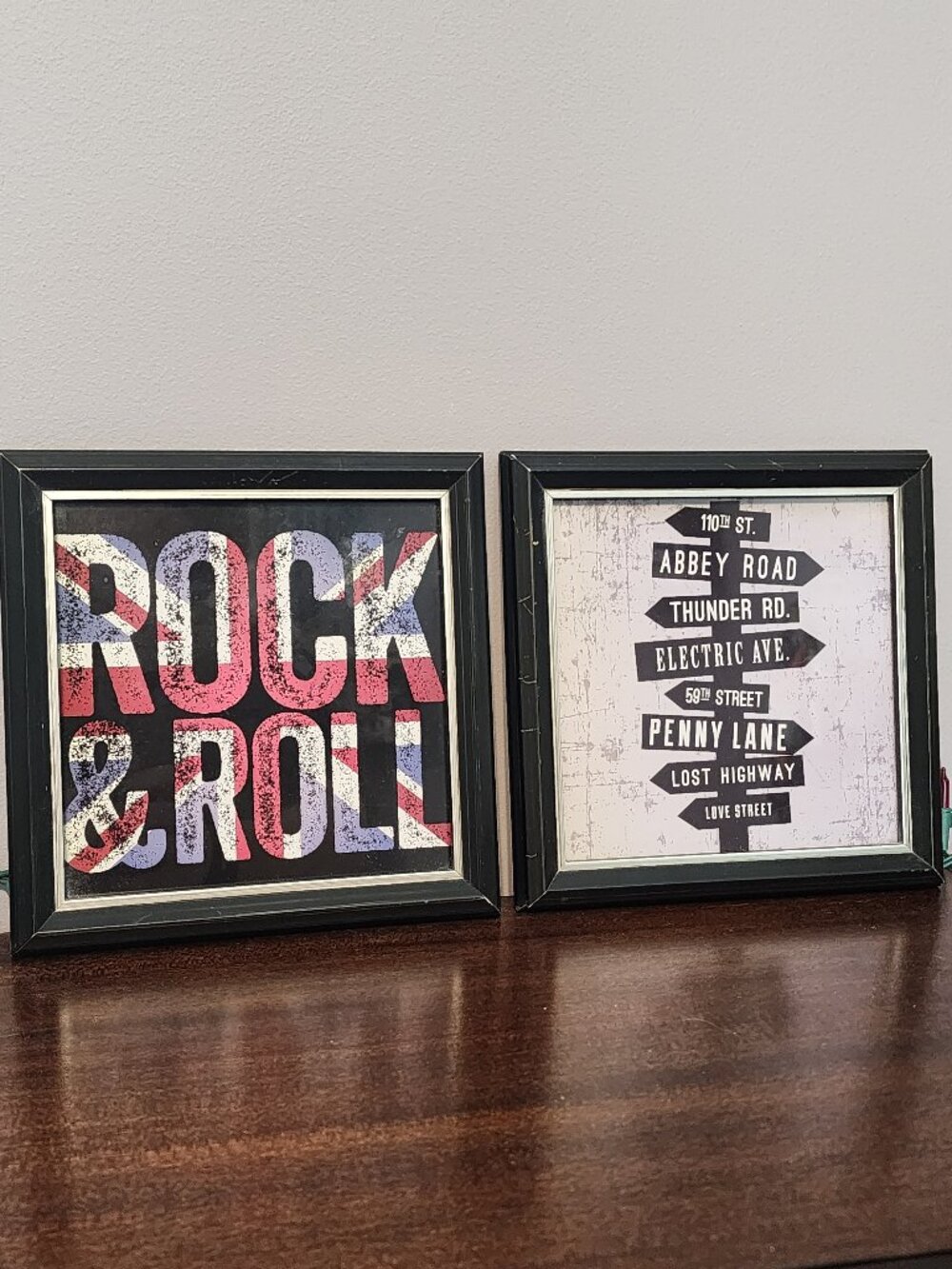 Rock & Roll and Beatles Framed Wall Art 7x7 Used